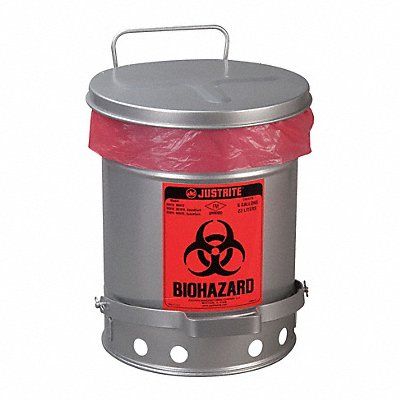 Biohazard Waste Container 6 gal. Silver