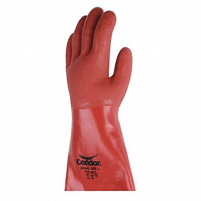 Chem Resist Glove PVC 14 In L Red PR