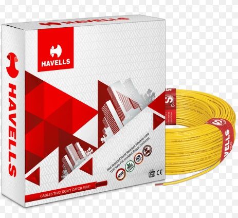 Havells Life Shield WHFNZNYL11X0 HFFR Compound Insulated Flexible Cable Single Core 1.0 Sq. mm 180 mtr - Yellow