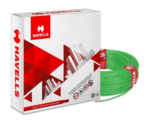 Havells Life Shield WHFNZNGL11X0 HFFR Compound Insulated Flexible Cable Single Core 1.0 Sq. mm 180 mtr - Green
