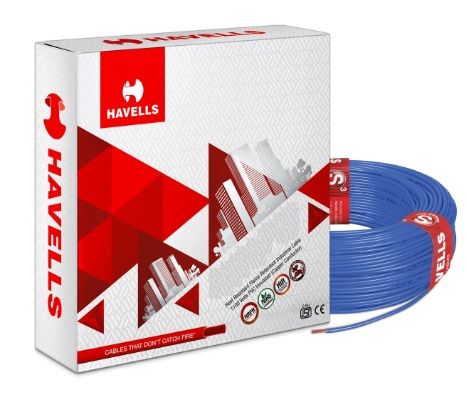 Havells Life Shield WHFNZNBL11X0 HFFR Compound Insulated Flexible Cable Single Core 1.0 Sq. mm 180 mtr - Blue