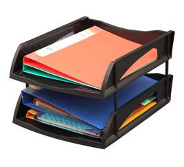 Solo Deluxe Paper and File Tray Black 2 Compartments TR 312