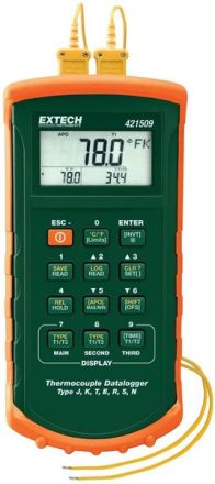 Extech 421509 Temp. Range 0 to 1767°C Dual Input Datalogging Thermometer