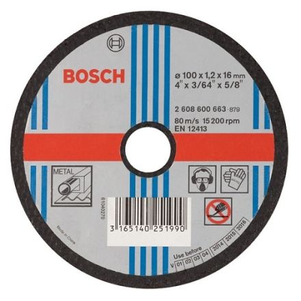 Bosch 4 Inch Straight Cutting Wheel for Metal 100 x 1.2 x 16 mm